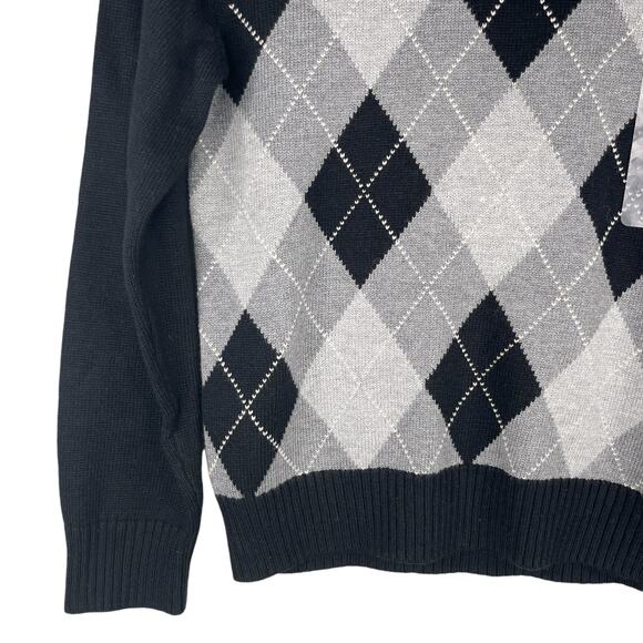 Gap Boys Argyle Sweater Soft Black Gray Medium M New - Picture 3 of 13